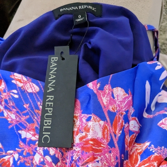 NWT Banana Republic | midi slip dress size 0 flowers leaves - Picture 4 of 5